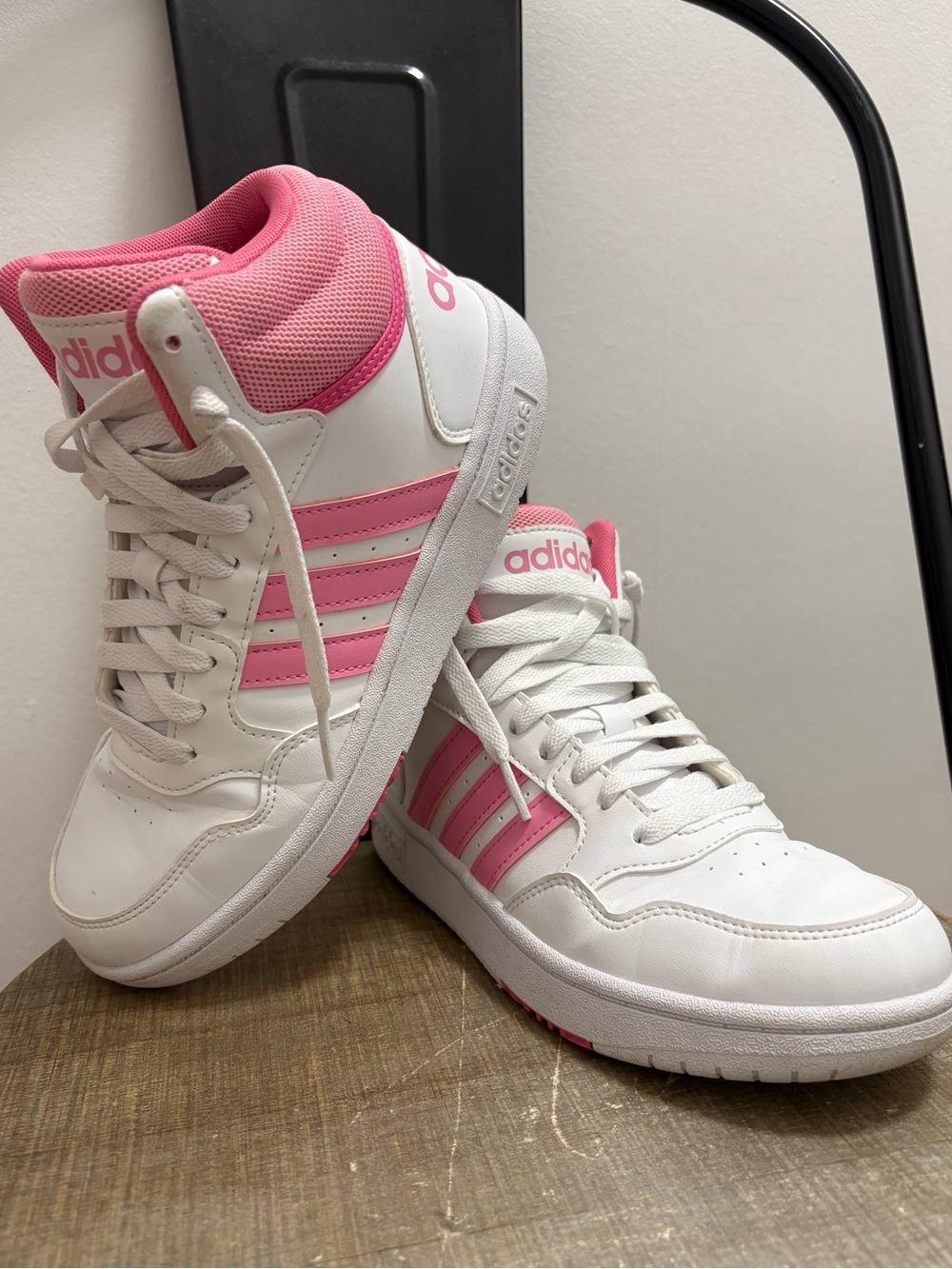 Adidas Pink and White High Top Sneaker